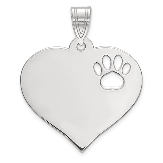 14k 10k yellow rose white gold or sterling silver paw print cut out personalized pendant charm