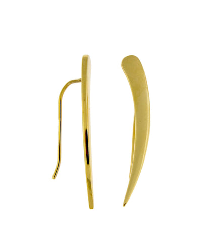 14k yellow gold geometric geo style fancy pointed ear climber earrings