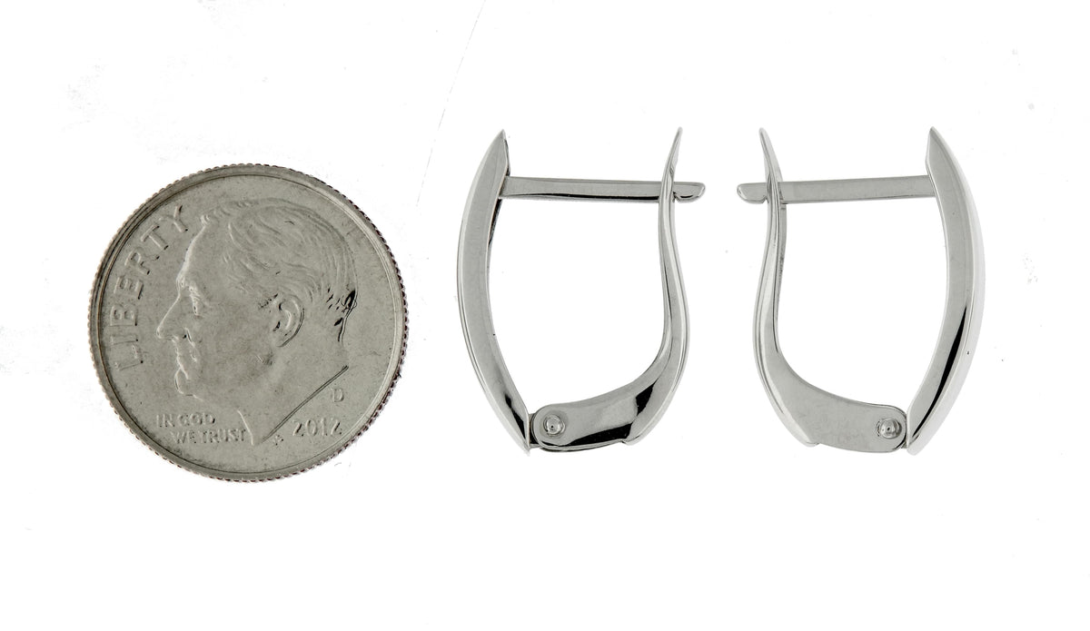 14k white gold classic huggie hinged hoop earrings 19mm x 12mm x 4mm
