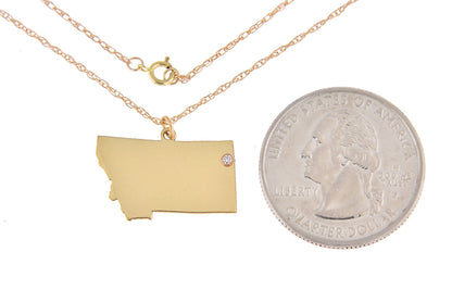 14k 10k yellow rose white gold diamond silver montana mt state map personalized city necklace