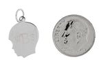 Load image into Gallery viewer, 14k White Gold 13mm Boy Head Silhouette Disc Pendant Charm Engraved Personalized
