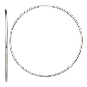 sterling silver 3 inch round endless hoop earrings 78mm x 2mm