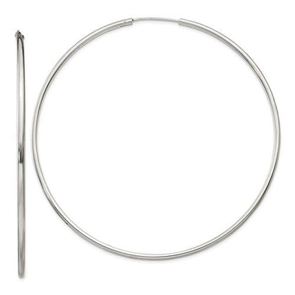 sterling silver 3 inch round endless hoop earrings 78mm x 2mm