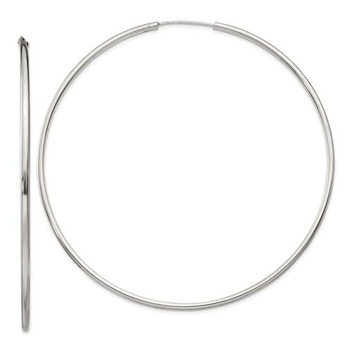 sterling silver 3 inch round endless hoop earrings 78mm x 2mm