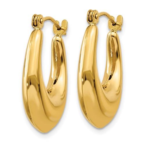 14k yellow gold classic polished hoop earrings 15mm