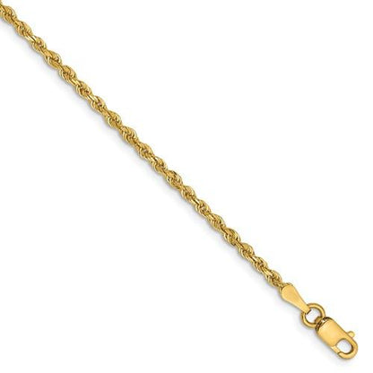 14k yellow gold 2mm diamond cut quadruple rope bracelet anklet necklace chain