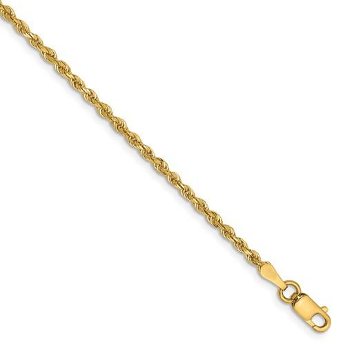 14k yellow gold 2mm diamond cut quadruple rope bracelet anklet necklace chain