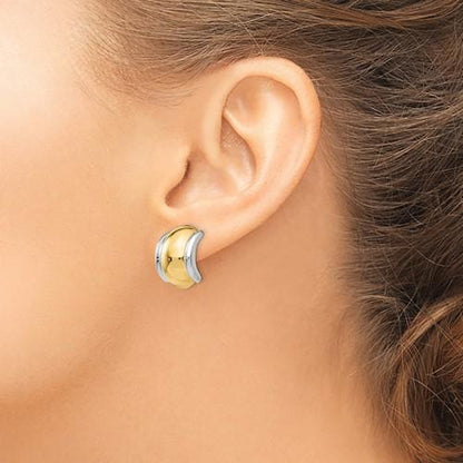 14k yellow white gold two tone non pierced clip on earrings