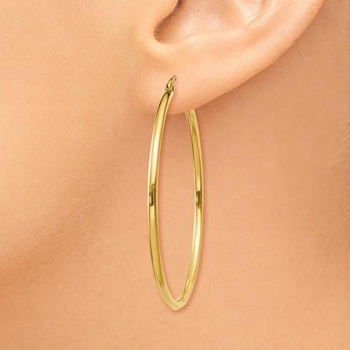 14k yellow gold classic round hoop earrings 44mmx2mm