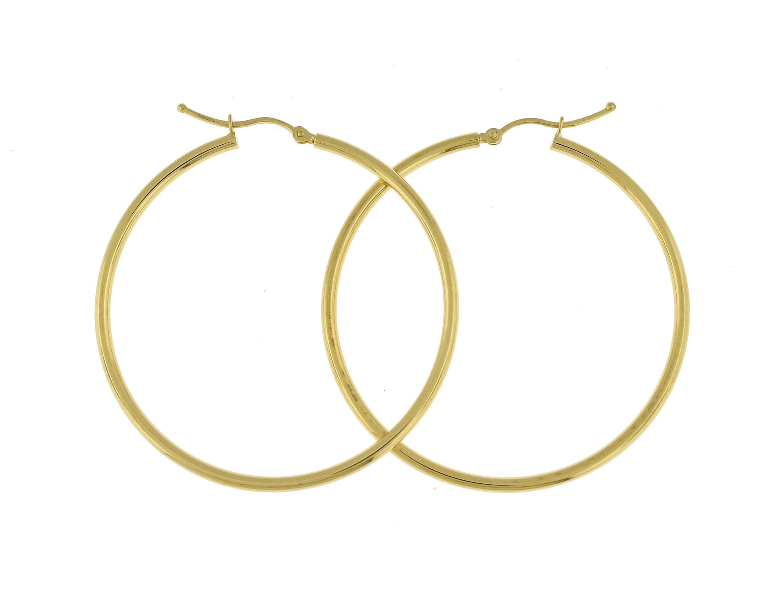 14k Yellow Gold Classic Round Hoop Earrings 44mmx2mm