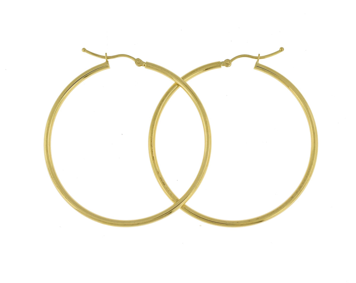 14k yellow gold classic round hoop earrings 44mmx2mm