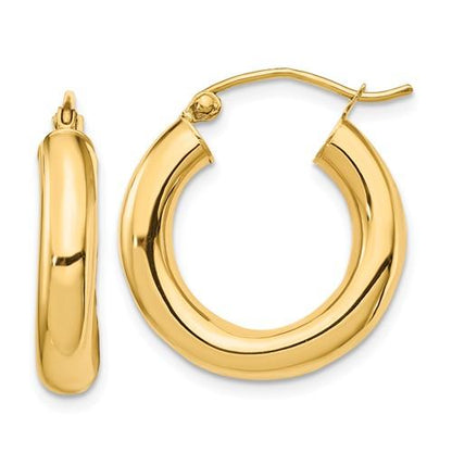 14k yellow gold classic round hoop earrings 20mm x 4mm