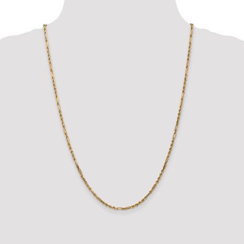 14k yellow gold 2.5mm diamond cut milano rope bracelet anklet necklace pendant chain