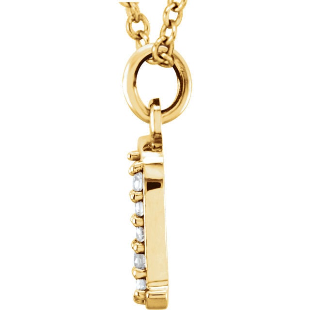 14k yellow rose white gold .025 ctw diamond tiny petite lowercase letter a initial alphabet pendant charm necklace