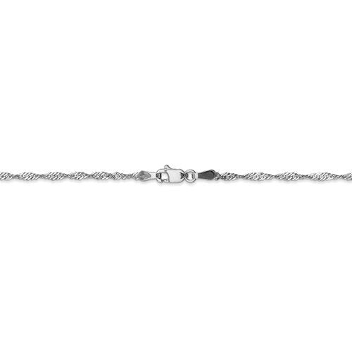 14k white gold 1.7mm singapore twisted bracelet anklet choker necklace pendant chain