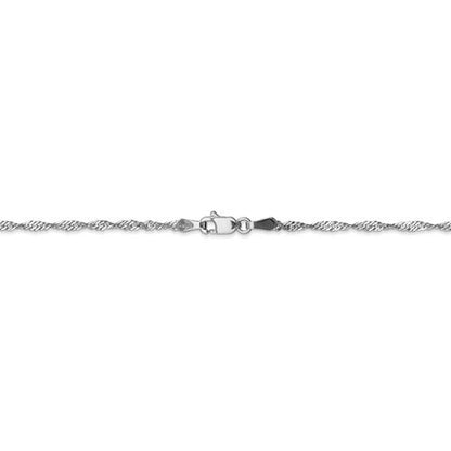 14k white gold 1.7mm singapore twisted bracelet anklet choker necklace pendant chain