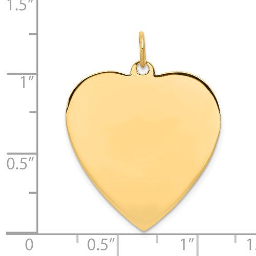 14k yellow gold 24mm heart disc pendant charm personalized monogram engraved