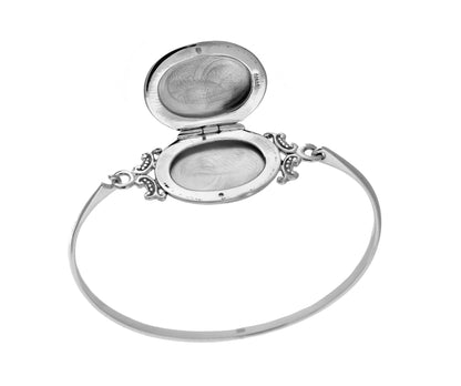 sterling silver oval locket bangle bracelet custom engraved personalized monogram