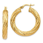 將圖片載入圖庫檢視器 14K Yellow Gold Textured Round Hoop Earrings 30mm x 4.5mm
