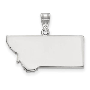 14K Gold or Sterling Silver Montana MT State Map Pendant Charm Personalized Monogram
