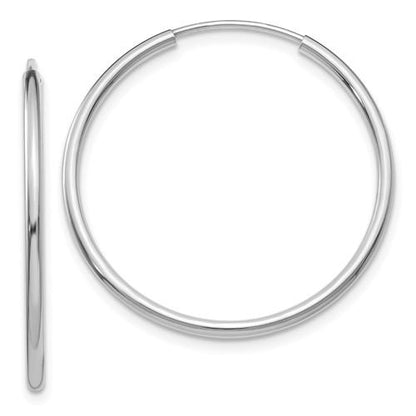 14k white gold classic endless round hoop earrings 27mm x 1.5mm