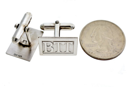 14k yellow 14k white gold sterling silver rectangle cufflinks cuff links personalized monogram