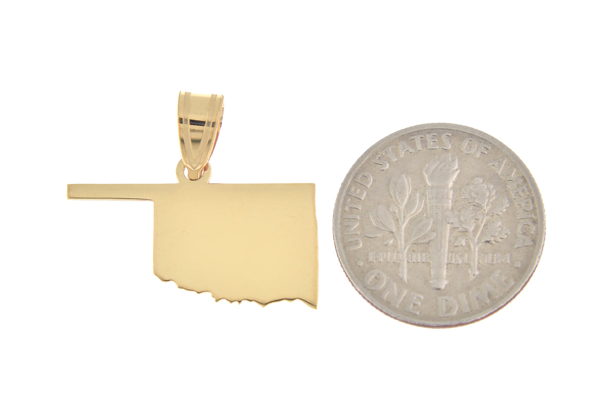 14k gold or sterling silver oklahoma ok state map pendant charm personalized monogram