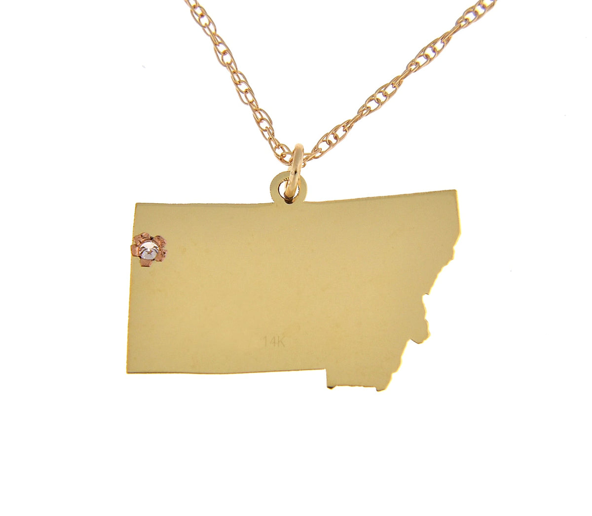 14k 10k yellow rose white gold diamond silver montana mt state map personalized city necklace