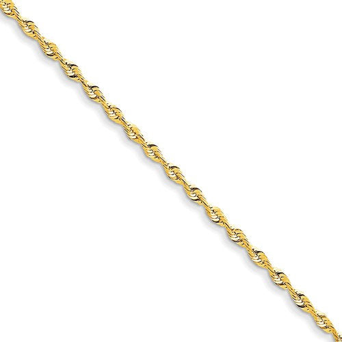 14k yellow gold 2.5mm diamond cut rope bracelet anklet choker necklace pendant chain
