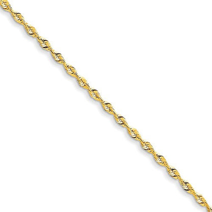 14k yellow gold 2.5mm diamond cut rope bracelet anklet choker necklace pendant chain