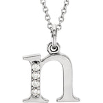 Load image into Gallery viewer, 14K Yellow Rose White Gold .025 CTW Diamond Tiny Petite Lowercase Letter N Initial Alphabet Pendant Charm Necklace
