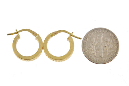 14k yellow gold greek key square tube round hoop earrings