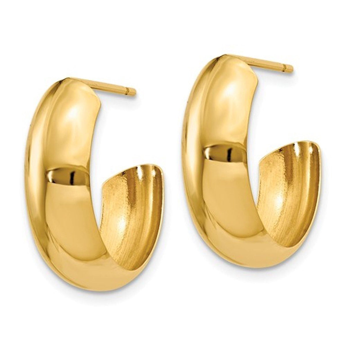 14k yellow gold j hoop earrings push post back