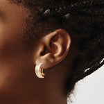 Indlæs billede til gallerivisning 14K Yellow Rose White Gold Tri Color Non Pierced Clip On J Hoop Huggie Earrings
