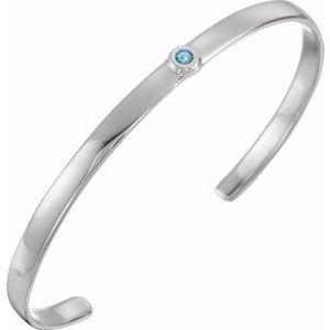 14k yellow white rose gold or sterling silver aquamarine cuff bangle bracelet