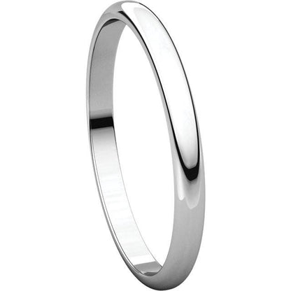 14k white gold 2mm wedding anniversary promise ring band half round light