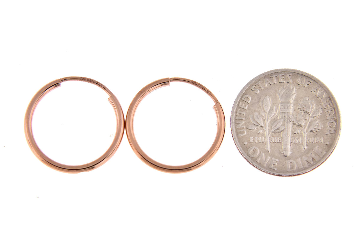14k rose gold classic endless round hoop earrings 15mm x 1.5mm