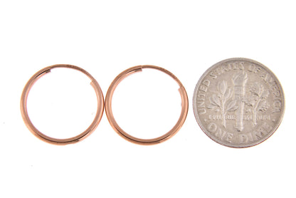 14k rose gold classic endless round hoop earrings 15mm x 1.5mm