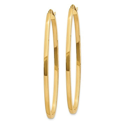 14k yellow gold classic large oval hoop earrings 50mm x 21mm x 2mm