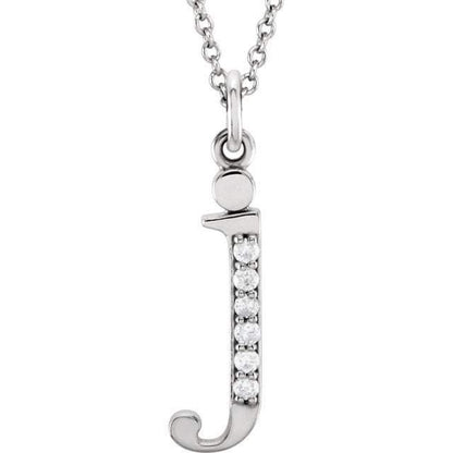 14k yellow rose white gold .025 ctw diamond tiny petite lowercase letter j initial alphabet pendant charm necklace