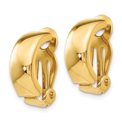 14k yellow gold non pierced clip on j hoop earrings