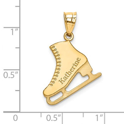 14k gold sterling silver ice skating skates disc pendant charm custom made engraved personalized