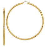 Load image into Gallery viewer, 14K Yellow Gold 3 inch Diameter Extra Large Giant Gigantic Round Classic Hoop Earrings Lightweight 78mm x 3mm
