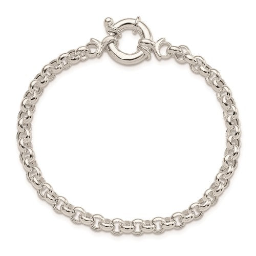 sterling silver 4mm fancy link rolo bracelet chain spring ring clasp 7 inches