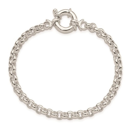 sterling silver 4mm fancy link rolo bracelet chain spring ring clasp 7 inches