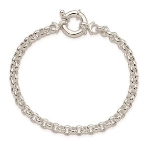 Sterling Silver 4mm Fancy Link Rolo Bracelet Chain Spring Ring Clasp 7 inches