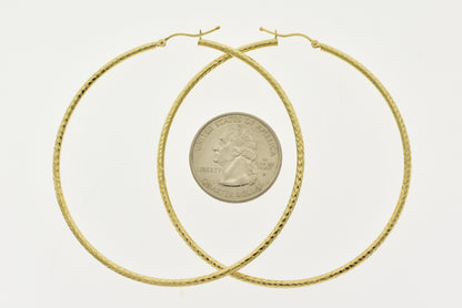 14k yellow gold diamond cut classic round hoop earrings 65mm x 2mm