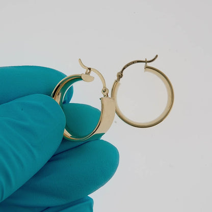 14k Yellow Gold Round Square Tube Hoop Earrings 18mm x 7mm