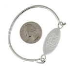 Indlæs billede til gallerivisning Sterling Silver Oval ID Plate Bangle Bracelet Custom Engraved Personalized Name Initials Monogram
