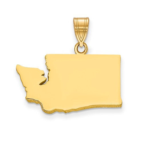 14k gold or sterling silver washington wa state map pendant charm personalized monogram
